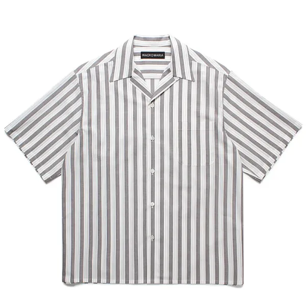 Design Wacko Maria Stripe Short-Sleeve Shirt Gray and White Shirt - 1