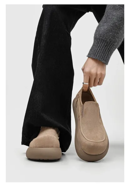 Design Suede Loafer Slip-On Beige Casual Shoes - 13