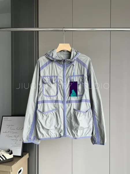 Design HWH GERA Windbreaker Jacket in Light Gray with Lavender Trim Outerwear.windbreaker - 7