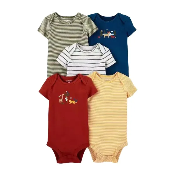 Design Carter's Animal Print Short Sleeve Bodysuits Set Multicolor Baby Onesies Clothing - 39