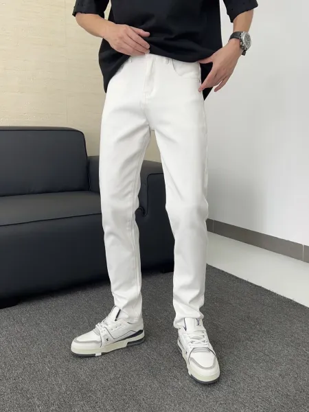 Off-White White Denim Jeans with Industrial Tag - 5