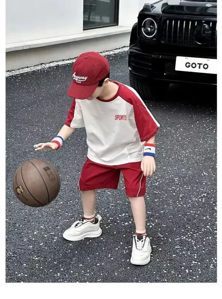 Design Anywas Sports Raglan T-Shirt and Shorts Set Red / White Sets - 9