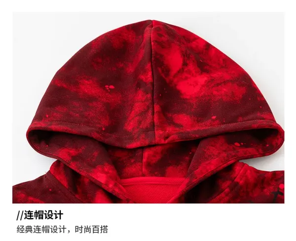 Design Red Tie-Dye Hooded Zip-Up Jacket Outerwear - 17
