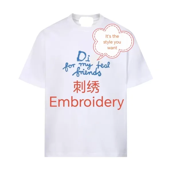 Design Embroidery Graphic T-Shirt White - 3