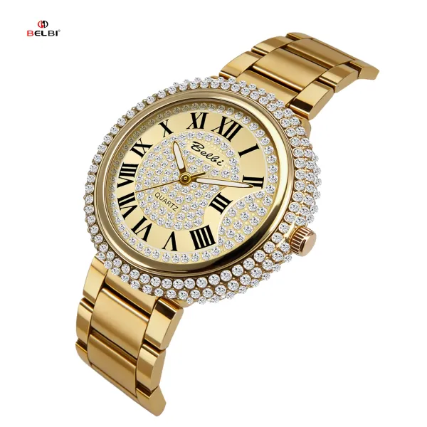 Design Belbi Crystal-Encrusted Roman Numeral Quartz Watch Silver Watches - 16