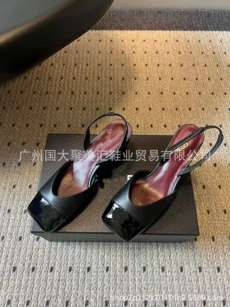 HAN Slingback Square-Toe Heels Black - 14