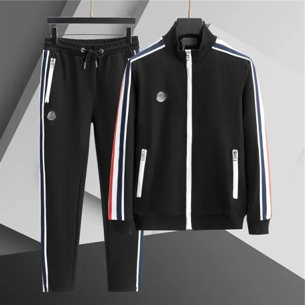 Moncler Genius Track Jacket and Pants Set Black with Multicolor Stripes Tracksuit - 1