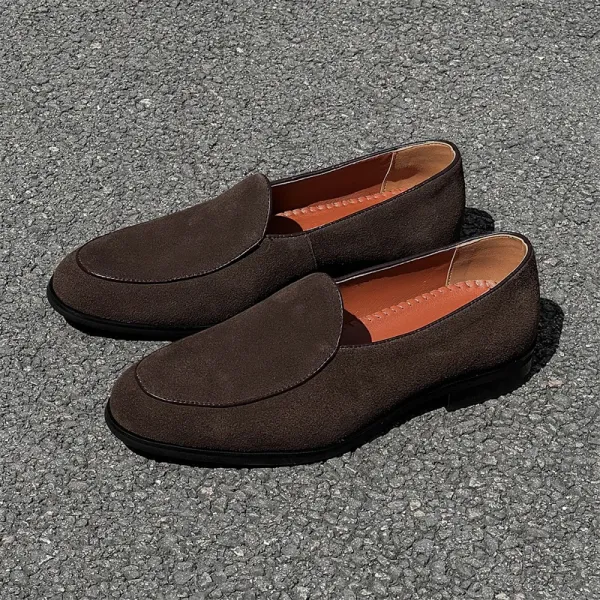 Design Suede Loafers Brown Casual Shoes - 1