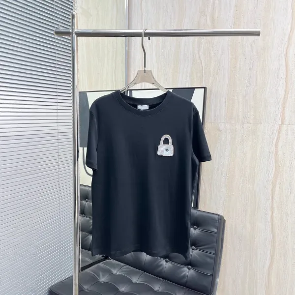 Chanel Lock Embroidery Pink T-Shirt - 5