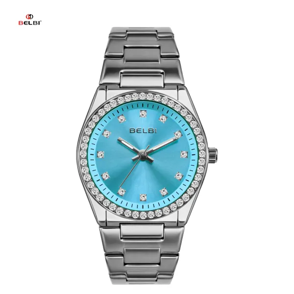 Design BELBI Crystal-Encrusted Black Dial Gold Watch Watches - 25