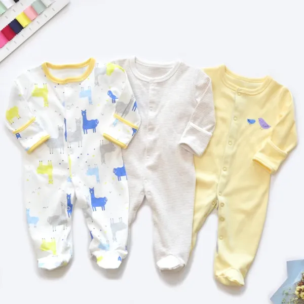 Design Footed Pajamas Set Teal / White / Gray Baby Sleepwear - 8