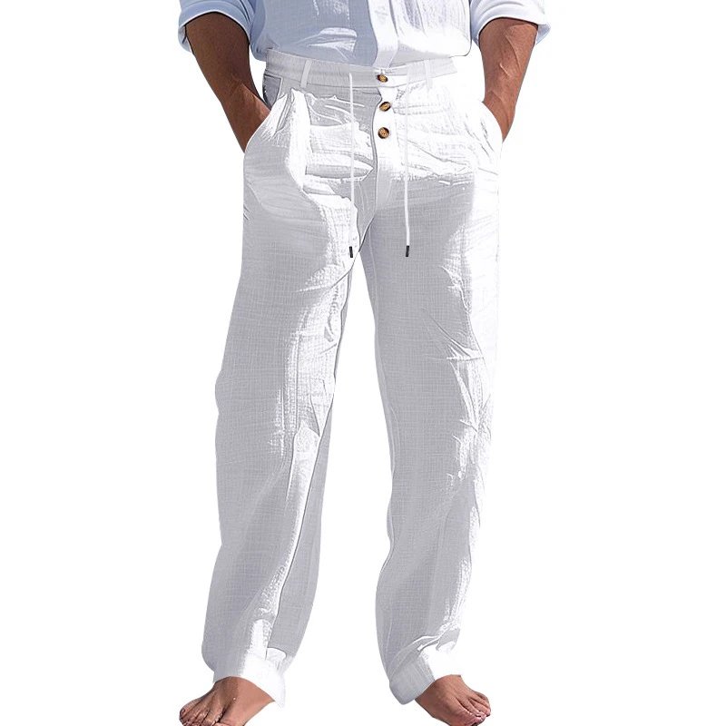 Design Wide-Leg Linen-Blend Trousers Black Pants - 16