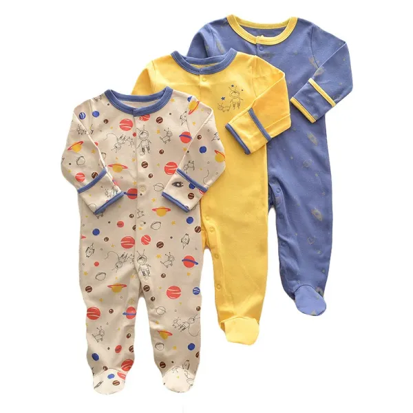 Design Footed Pajamas Set Teal / White / Gray Baby Sleepwear - 20
