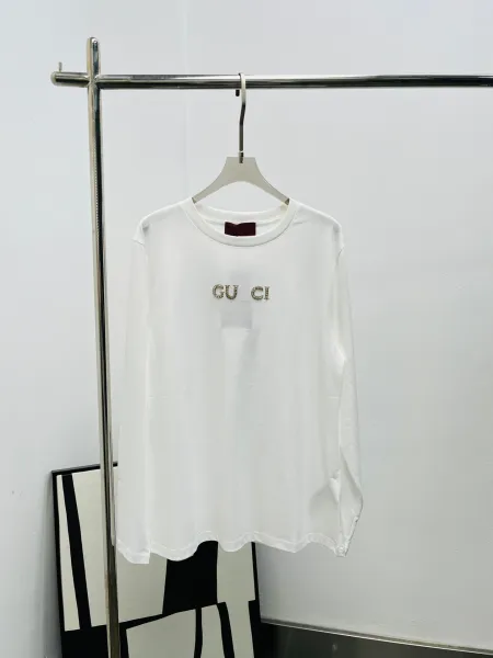 Gucci Crystal-Embellished 'GU CI' Long-Sleeve T-Shirt Black - 8