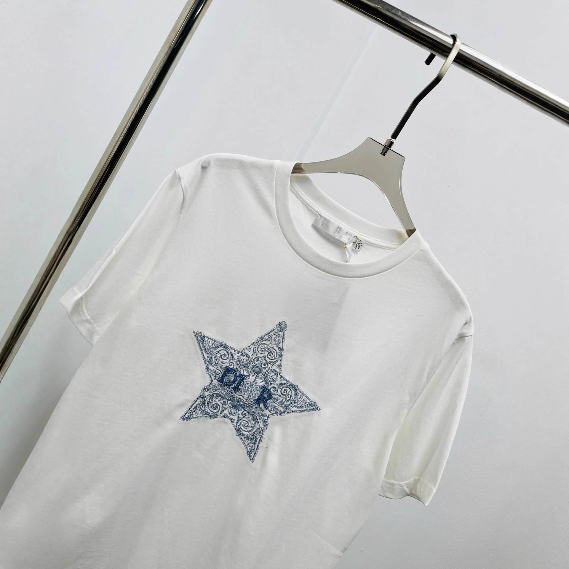 Dior Star Embroidered White T-Shirt - 6