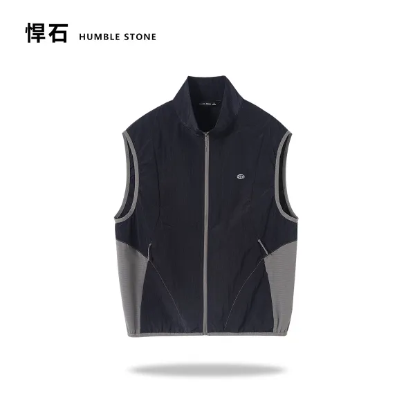 Design Humble Stone Grid-Texture Quilted Vest Purple Outerwear.vest - 6