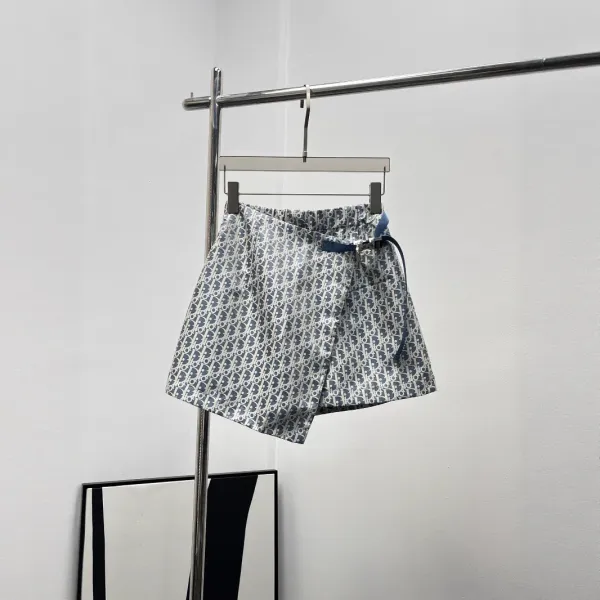 Dior Oblique Print Wrap Shorts Navy Blue - 1