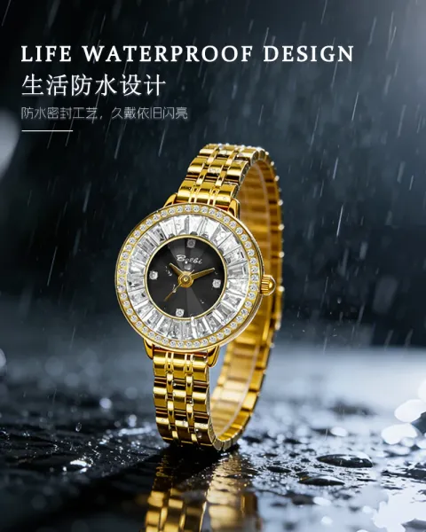 Design BELBI Crystal-Embellished Black Dial Stainless Steel Watch Watches - 8