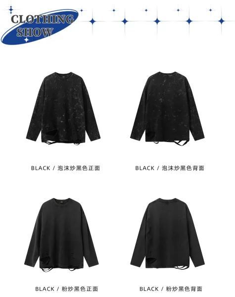 Design Distressed Oversized Long Sleeve T-Shirt Emerald Green - 13
