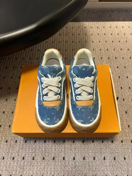 Louis Vuitton Denim Monogram Trainer Blue Denim Sneakers - 1