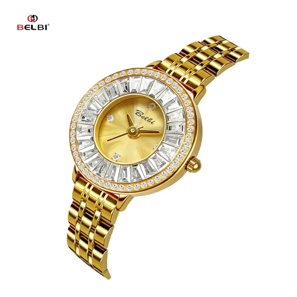 Design BELBI Crystal-Embellished Black Dial Stainless Steel Watch Watches - 18
