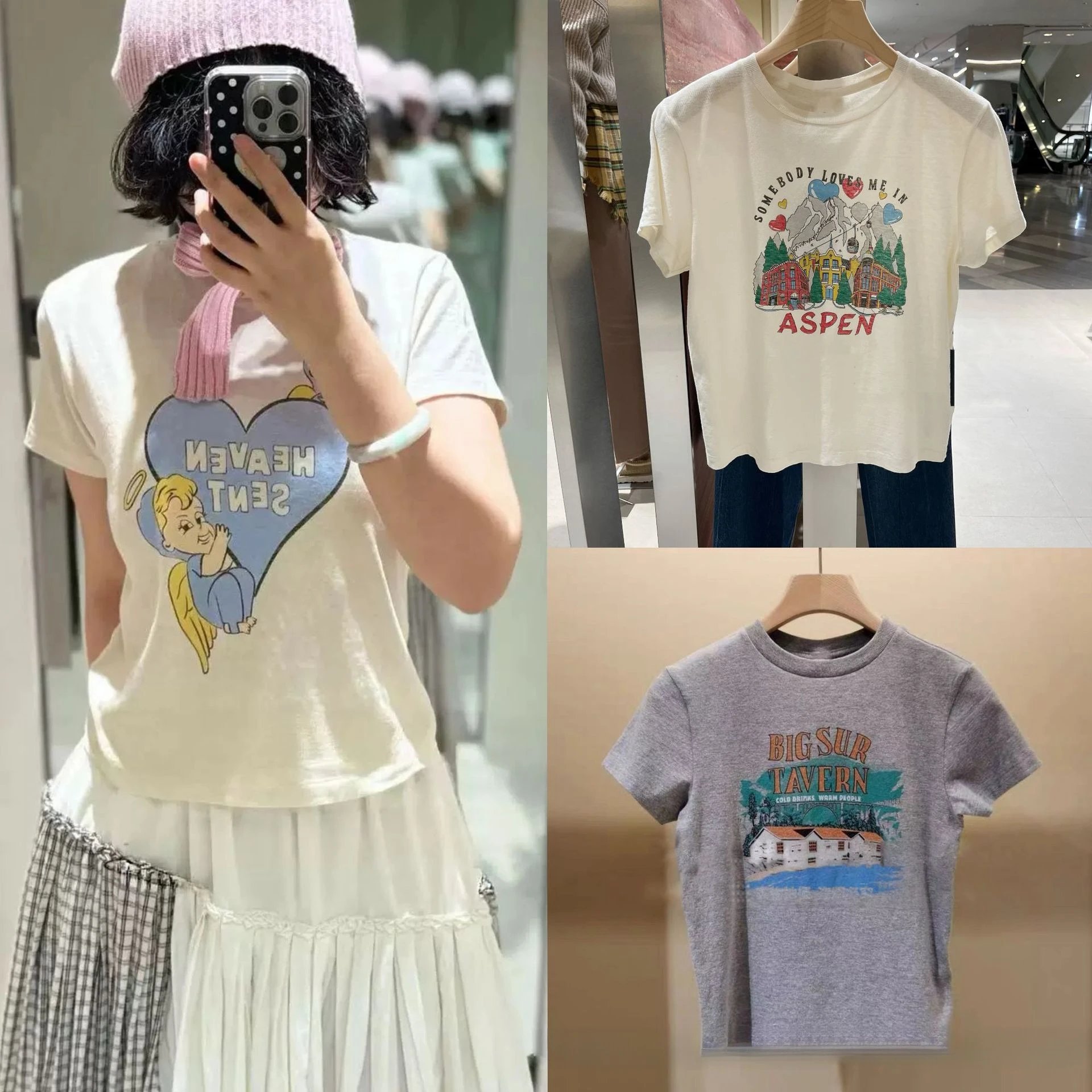 Cotton Graphic Print Off White Casual T-Shirt