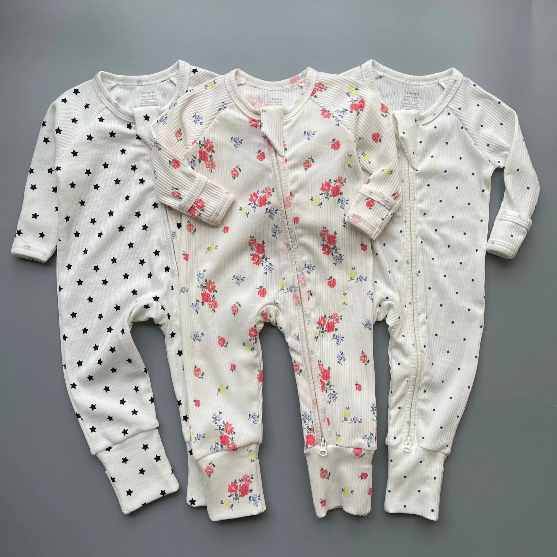 Design Disney Dumbo Ribbed Zip-Up Romper Gray Sleepwear - 3