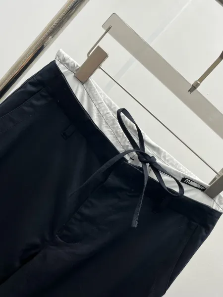 Design Wide-Leg Drawstring Waist Pants Black - 10