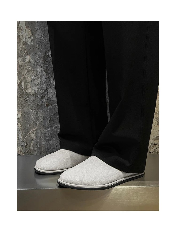 Design Slip-On Loafers White Textured Fabric Casual Shoes - 8