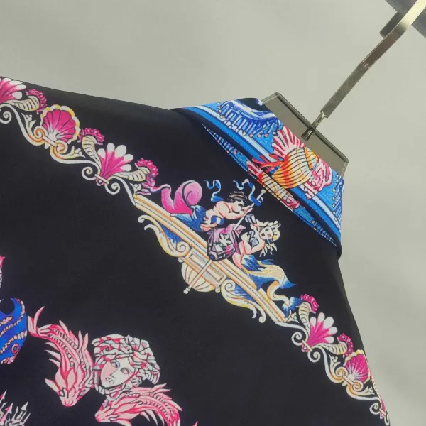 Versace Baroque Print Shirt and Shorts Set Navy Multicolor - 5
