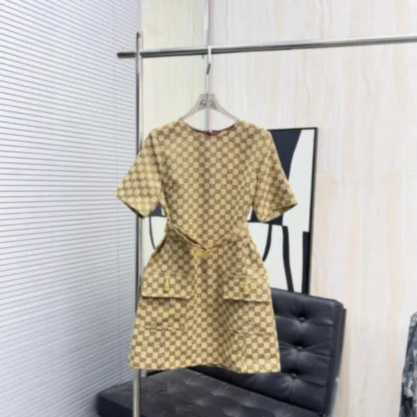 Gucci GG Marmont Checkered Dress Beige Brown Dress - 1