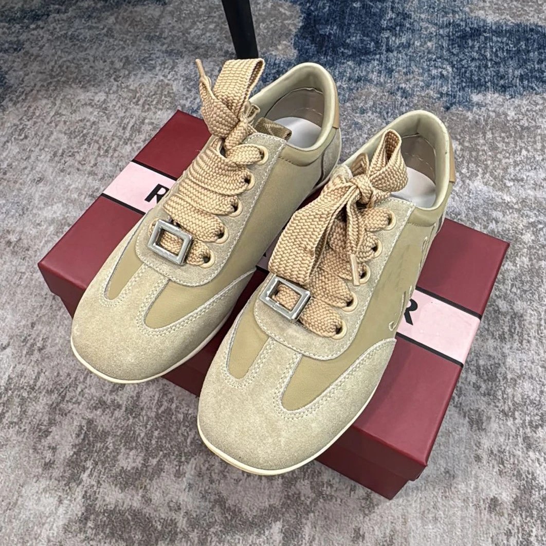 Hogan H222 Sneakers Beige Suede with Buckle Detail Sneakers