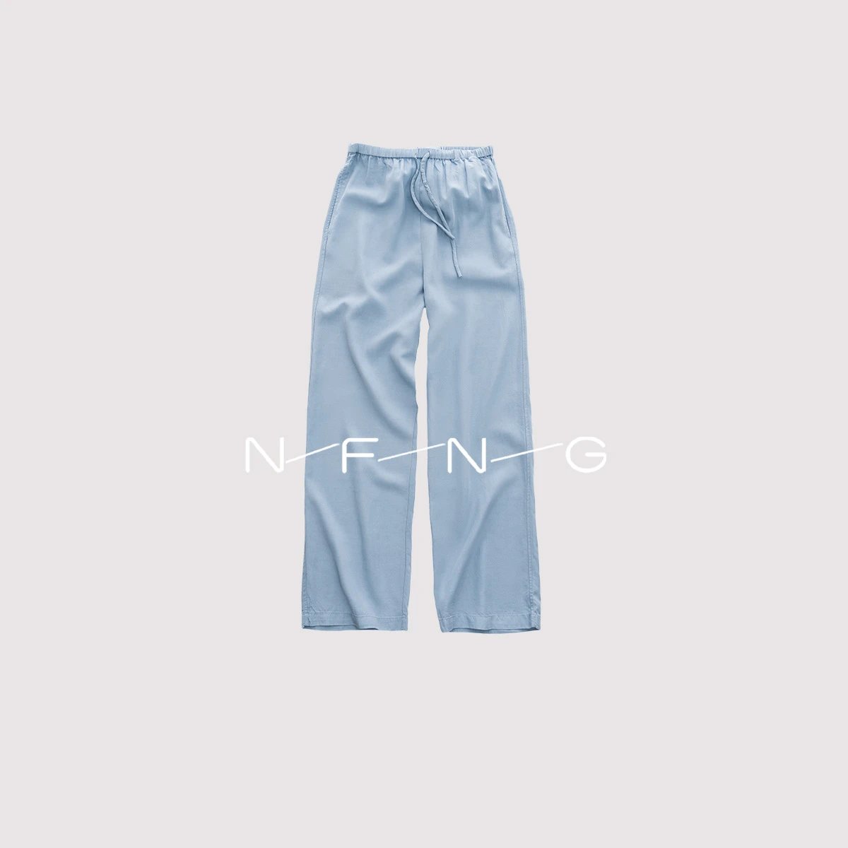 Design N.F.N.G Wide-Leg Drawstring Pants Light Blue Pants - 7