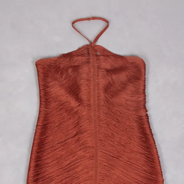 Design Pleated Halter Maxi Dress in Dusty Rose - 34
