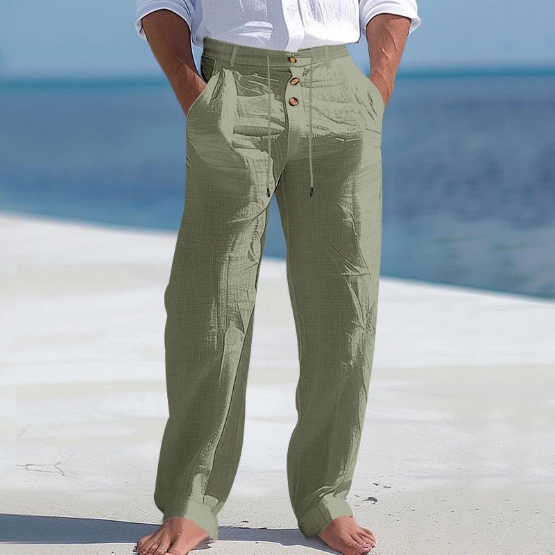 Design Wide-Leg Linen-Blend Trousers Black Pants - 27
