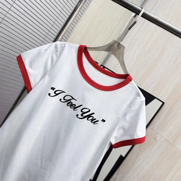 Design "I Feel You" Ringer T-Shirt White with Red Trim - 6