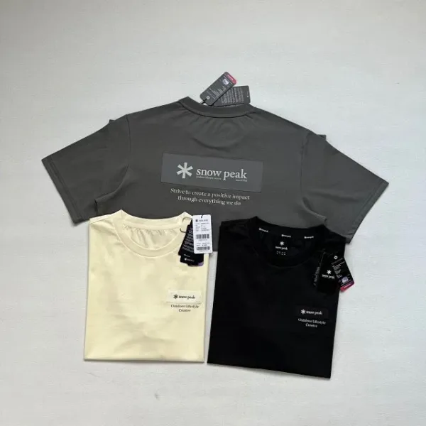 Design Snow Peak Minimal Lifestyle Crew Neck T-Shirt in Gray, Black, and Beige T-Shirts - 15