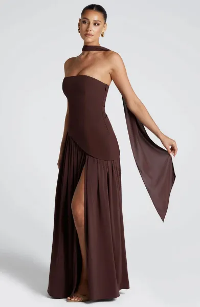Design Olive Green Asymmetrical Halter Gown Dress.formal Dress - 21