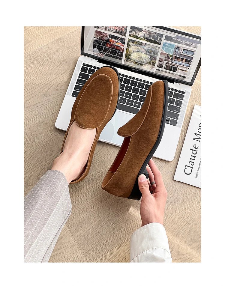 Design Suede Loafer Brown Casual Shoes - 8