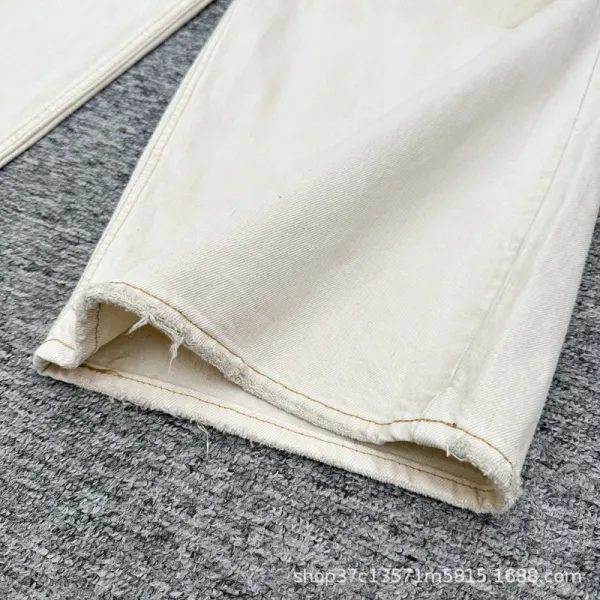 Design Wide-Leg Paint-Splatter Off-White Jeans - 13