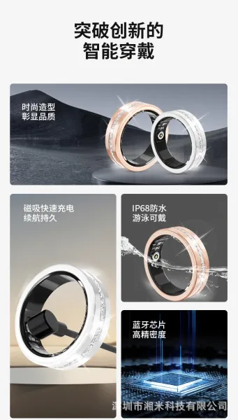 Design Smart Ring with Crystal Accents Rose Gold Smart Ring Jewelry - 6