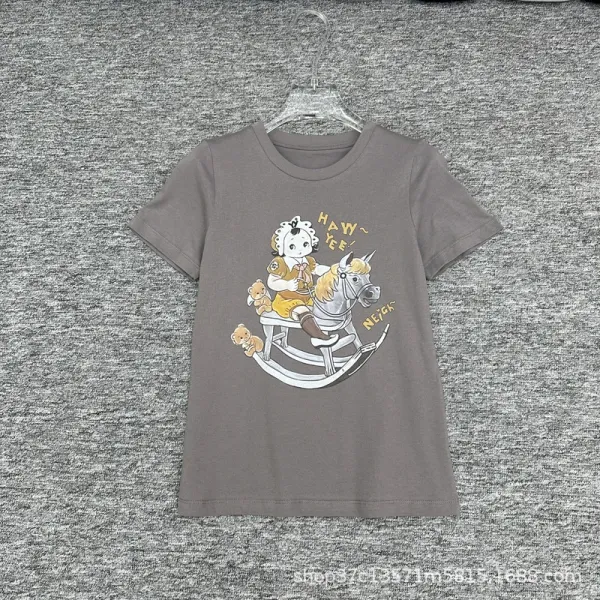 Design Rocking Horse Illustration Light Blue T-Shirt - 6