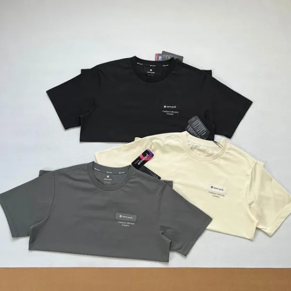 Design Snow Peak Minimal Lifestyle Crew Neck T-Shirt in Gray, Black, and Beige T-Shirts - 16