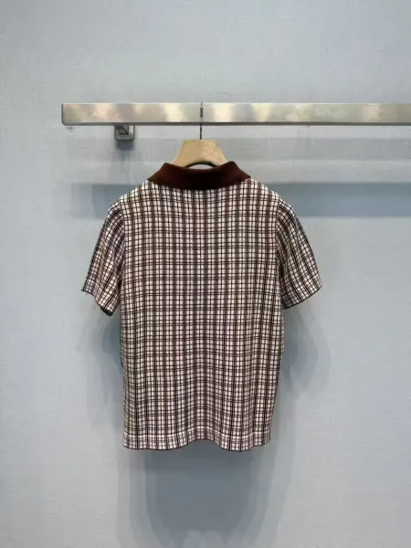 Design Grid-Check Polo Shirt in Blue and White - 6