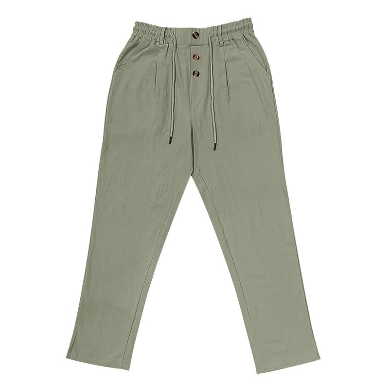 Design Wide-Leg Linen-Blend Trousers Black Pants - 29
