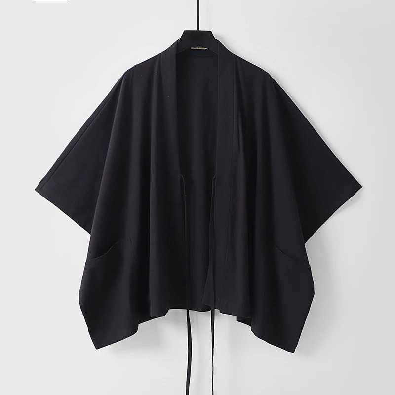 Design Kimono-Style Wrap Top and Drawstring Pants Set Navy - 14