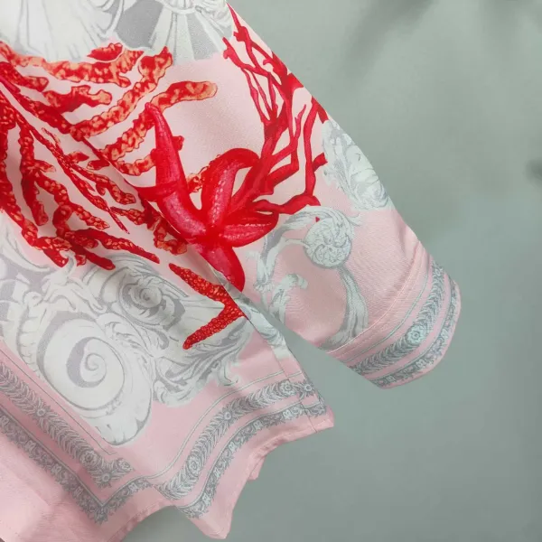 Versace Medusa Coral Print Pink Shirt and Shorts Set - 7