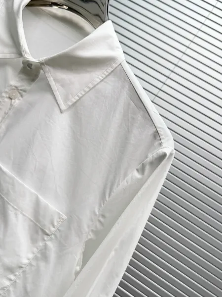 Design Glen White Oversized Shirt with Embroidered Logo Tops Shirt - 8