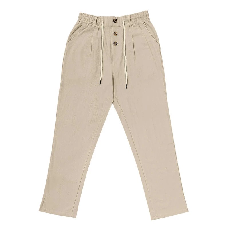 Design Wide-Leg Linen-Blend Trousers Black Pants - 33