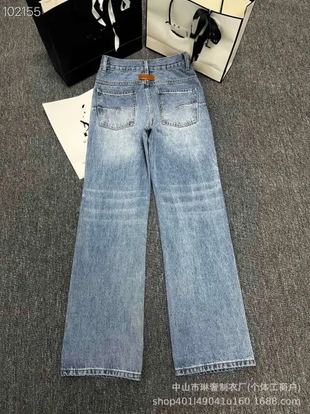 Saint Laurent Ripped Straight-Leg Light Wash Jeans - 10